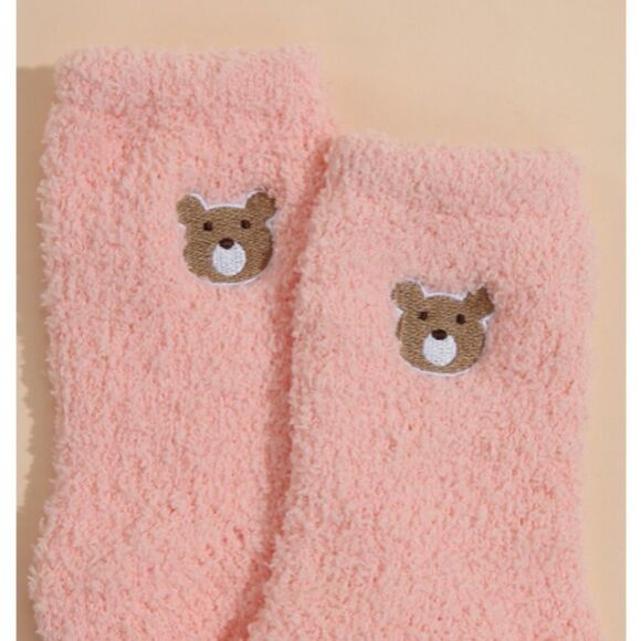 Bear Embroidered Fuzzy Socks - Picture 2 of 4